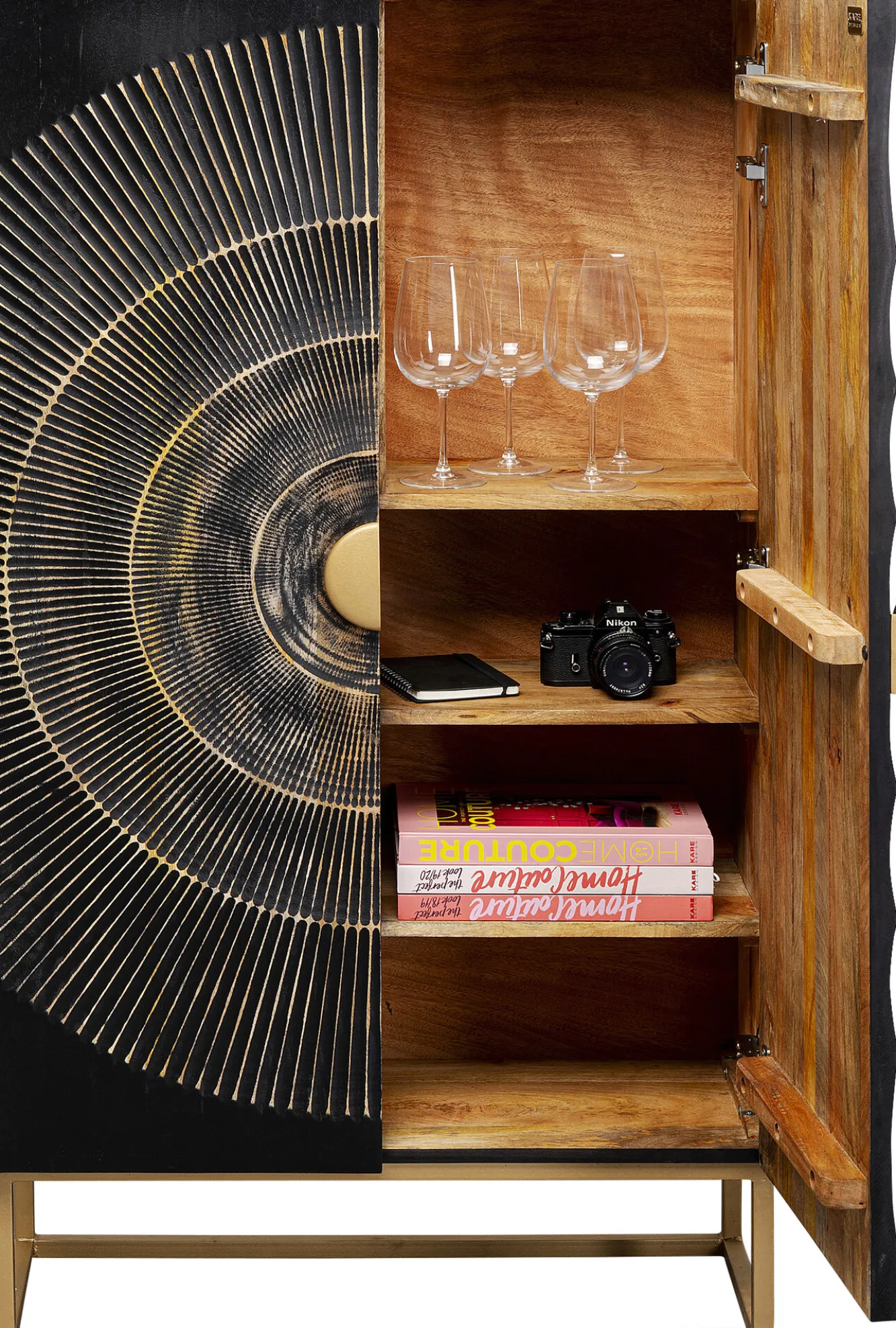 Online KARE Design Komoda wysoka drewniana boho czarno-brązowa 76x140 cm - KARE