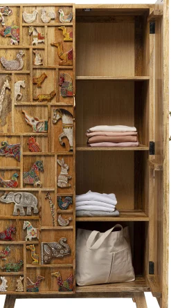 Hot KARE Design Komoda wysoka z drewna mango motyw zwierzęcy kolorowy 81x163 cm - KARE