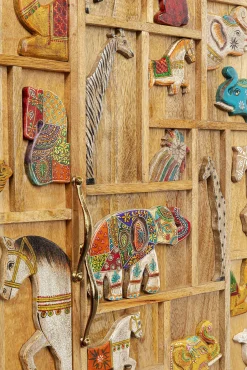 Hot KARE Design Komoda wysoka z drewna mango motyw zwierzęcy kolorowy 81x163 cm - KARE