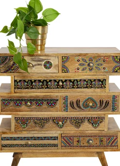 New KARE Design Komoda z 8 szufladami drewno mango kolorowe ornamenty 65x65 cm - KARE