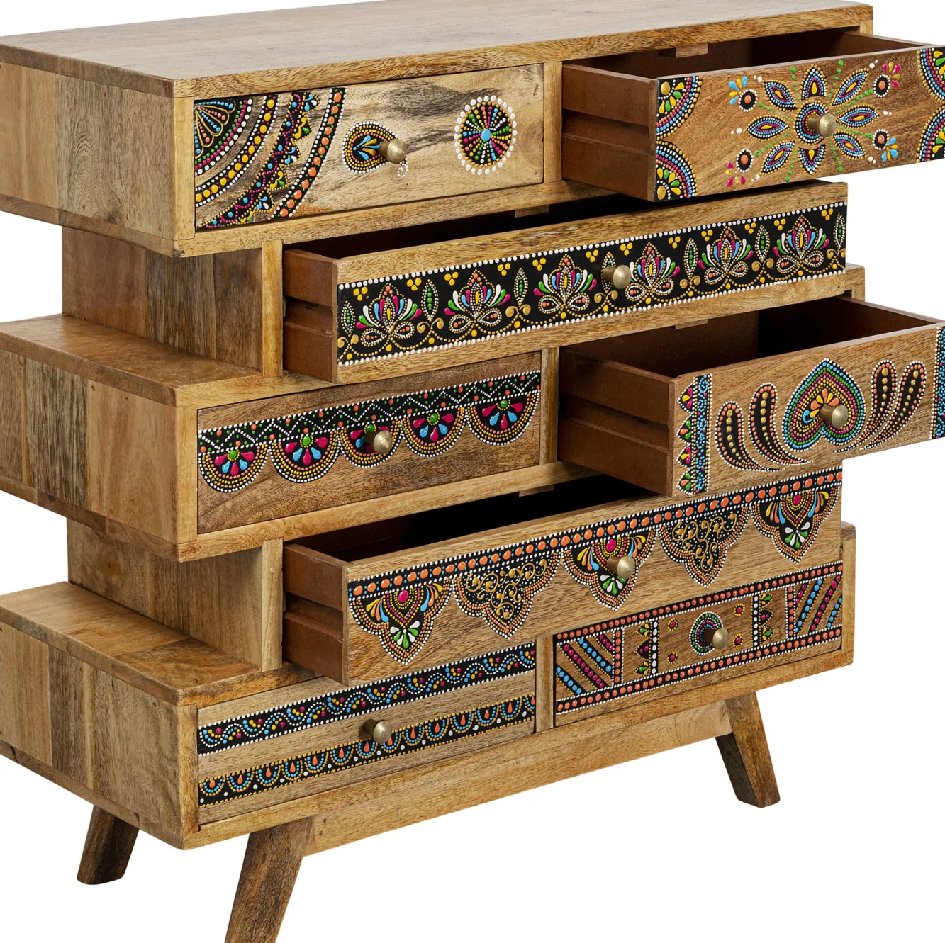 New KARE Design Komoda z 8 szufladami drewno mango kolorowe ornamenty 65x65 cm - KARE