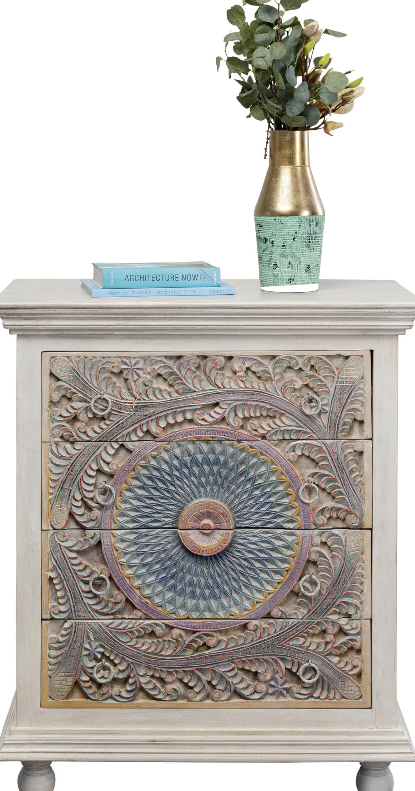 Fashion KARE Design Komoda z 4 szufladami z drewna mango front kolorowy 90x110 cm - KARE