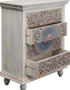 Fashion KARE Design Komoda z 4 szufladami z drewna mango front kolorowy 90x110 cm - KARE