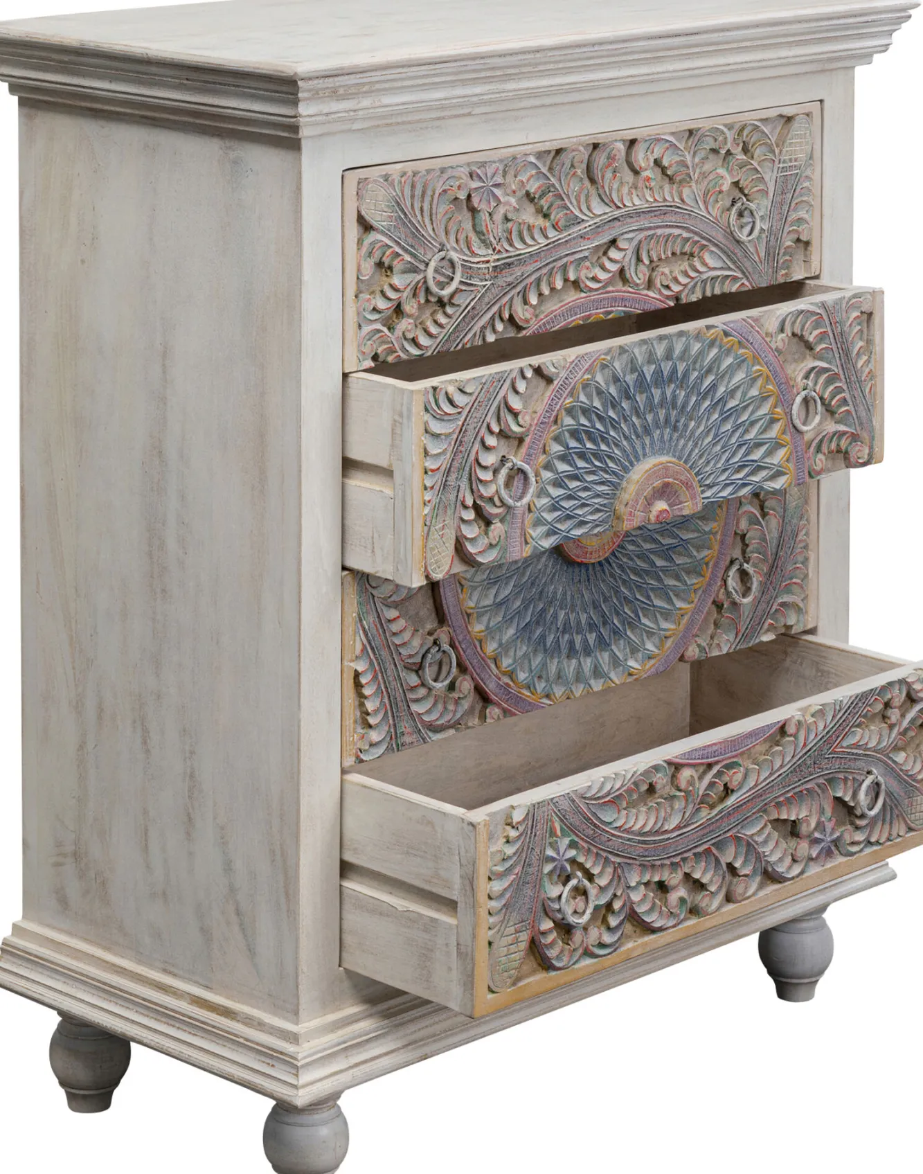 Fashion KARE Design Komoda z 4 szufladami z drewna mango front kolorowy 90x110 cm - KARE