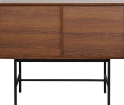 New KARE Design Komoda z drzwiami przesuwnymi brązowa fornir orzech front geometryczny 110x95 cm - KARE