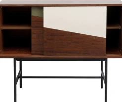 New KARE Design Komoda z drzwiami przesuwnymi brązowa fornir orzech front geometryczny 110x95 cm - KARE