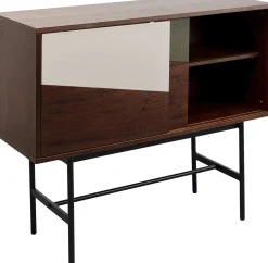 New KARE Design Komoda z drzwiami przesuwnymi brązowa fornir orzech front geometryczny 110x95 cm - KARE