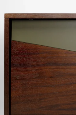 New KARE Design Komoda z drzwiami przesuwnymi brązowa fornir orzech front geometryczny 110x95 cm - KARE