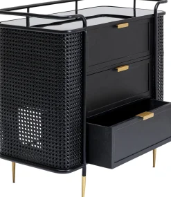 Online KARE Design Komoda z szufladami Fence 80x80 cm czarna - blat szklany - KARE