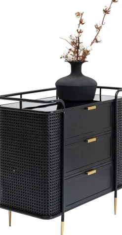 Online KARE Design Komoda z szufladami Fence 80x80 cm czarna - blat szklany - KARE