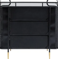 Online KARE Design Komoda z szufladami Fence 80x80 cm czarna - blat szklany - KARE