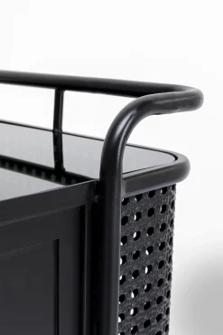 Online KARE Design Komoda z szufladami Fence 80x80 cm czarna - blat szklany - KARE