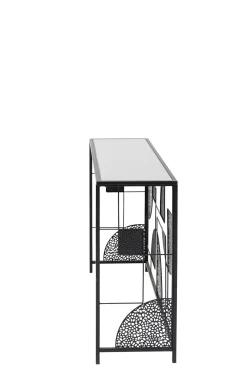 Best KARE Design Konsola do przedpokoju loft czarna stalowa blat lustrzany 120x33 cm - KARE