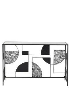 Best KARE Design Konsola do przedpokoju loft czarna stalowa blat lustrzany 120x33 cm - KARE