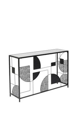 Best KARE Design Konsola do przedpokoju loft czarna stalowa blat lustrzany 120x33 cm - KARE