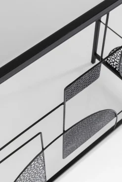 Best KARE Design Konsola do przedpokoju loft czarna stalowa blat lustrzany 120x33 cm - KARE