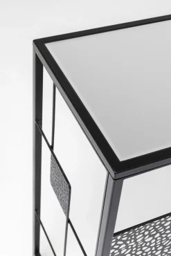 Best KARE Design Konsola do przedpokoju loft czarna stalowa blat lustrzany 120x33 cm - KARE