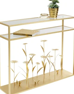 Best KARE Design Konsola Flower Meadow 100x25 cm złota - KARE