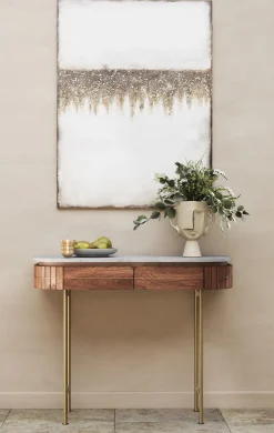 Fashion KARE Design Konsola Grace 100x30 cm drewno mango - blat marmur - KARE