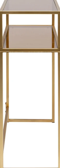 Hot KARE Design Konsola Loft 85x30 cm złota - blat szklany - KARE