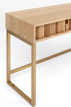 New KARE Design Konsola z szufladami MDF naturalna 136x40 cm front sklejka jesionowa - KARE