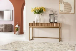 New KARE Design Konsola z szufladami MDF naturalna 136x40 cm front sklejka jesionowa - KARE