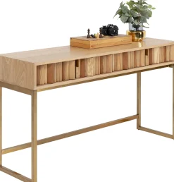 New KARE Design Konsola z szufladami MDF naturalna 136x40 cm front sklejka jesionowa - KARE