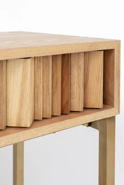 New KARE Design Konsola z szufladami MDF naturalna 136x40 cm front sklejka jesionowa - KARE