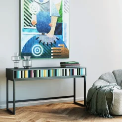 Best KARE Design Konsola z szufladami MDF czarna 136x40 cm front kolorowy - KARE