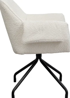 Clearance KARE Design Krzesło białe z podłokietnikami obrotowe nogi czarne stalowe 70x84 cm - KARE