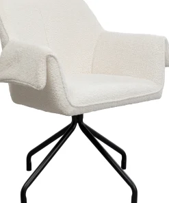 Clearance KARE Design Krzesło białe z podłokietnikami obrotowe nogi czarne stalowe 70x84 cm - KARE