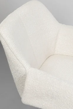 Clearance KARE Design Krzesło białe z podłokietnikami obrotowe nogi czarne stalowe 70x84 cm - KARE