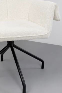 Clearance KARE Design Krzesło białe z podłokietnikami obrotowe nogi czarne stalowe 70x84 cm - KARE