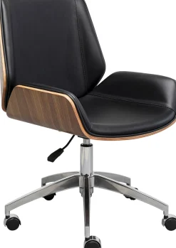 New KARE Design Krzesło biurowe czarne oparcie orzech włoski nogi aluminium 60x100 cm - KARE