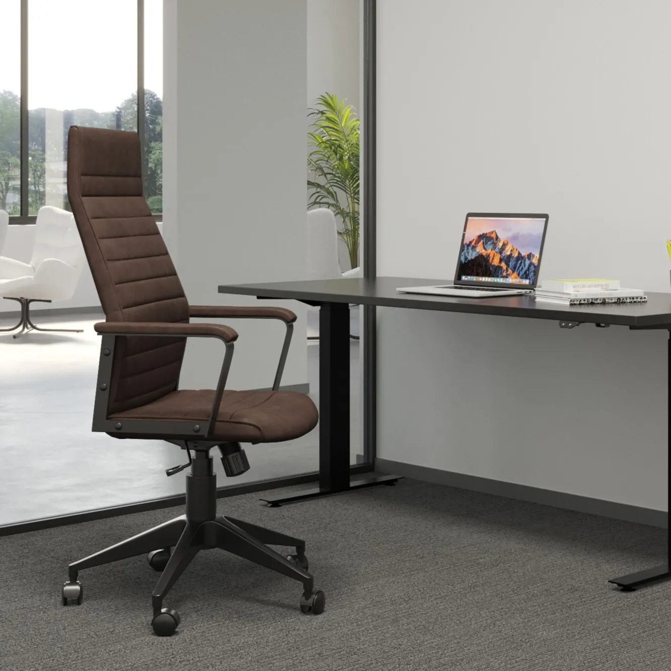 Clearance KARE Design Krzesło biurowe Labora High 56x128 cm brązowe - KARE