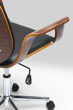 Sale KARE Design Krzesło biurowe Patron 67x101 cm czarno-orzechowe ekoskóra - KARE