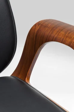 Sale KARE Design Krzesło biurowe Patron 67x101 cm czarno-orzechowe ekoskóra - KARE