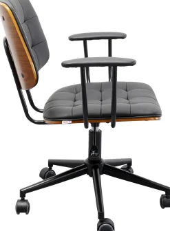 Clearance KARE Design Krzesło biurowe pikowane czarno-brązowe ekoskóra 65x87 cm - KARE