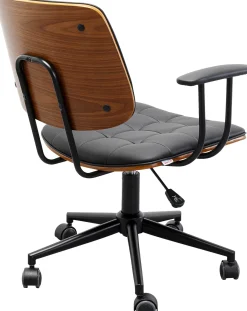 Clearance KARE Design Krzesło biurowe pikowane czarno-brązowe ekoskóra 65x87 cm - KARE