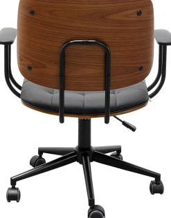 Clearance KARE Design Krzesło biurowe pikowane czarno-brązowe ekoskóra 65x87 cm - KARE