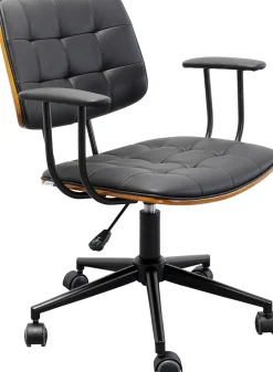 Clearance KARE Design Krzesło biurowe pikowane czarno-brązowe ekoskóra 65x87 cm - KARE