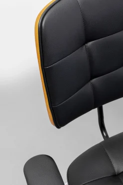 Clearance KARE Design Krzesło biurowe pikowane czarno-brązowe ekoskóra 65x87 cm - KARE