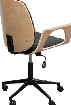 Discount KARE Design Krzesło biurowe z podłokietnikami szaro-naturalne nogi czarne 67x101 cm - KARE
