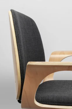 Discount KARE Design Krzesło biurowe z podłokietnikami szaro-naturalne nogi czarne 67x101 cm - KARE