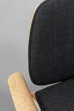 Discount KARE Design Krzesło biurowe z podłokietnikami szaro-naturalne nogi czarne 67x101 cm - KARE