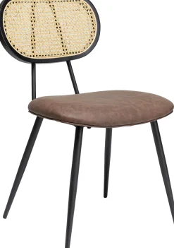 Outlet KARE Design Krzesło do jadalni brązowe oparcie naturalne nogi stalowe 47x81 cm - KARE