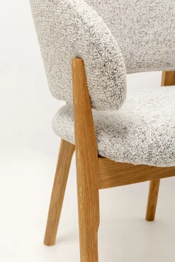 Sale KARE Design Krzesło do jadalni drewno dębowe i tkanina jasnoszara 58x87 cm - KARE