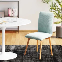 New KARE Design Krzesło do jadalni tapicerka jasnoniebieska nogi dębowe olejowane 44x92 cm - KARE