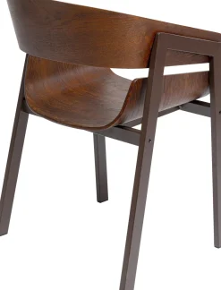 New KARE Design Krzesło do jadalni z podłokietnikami brązowe sklejka i stal 56x77 cm - KARE