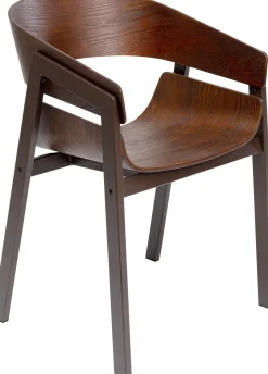 New KARE Design Krzesło do jadalni z podłokietnikami brązowe sklejka i stal 56x77 cm - KARE